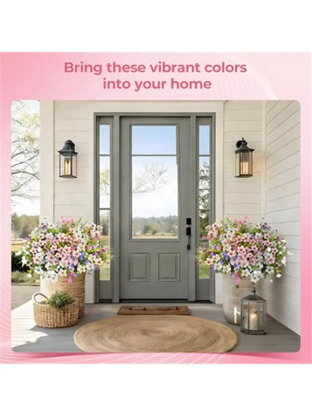 24 Pack UV Resistant Artificial Flowers Outdoor Faux Plants Porch Planter Decor